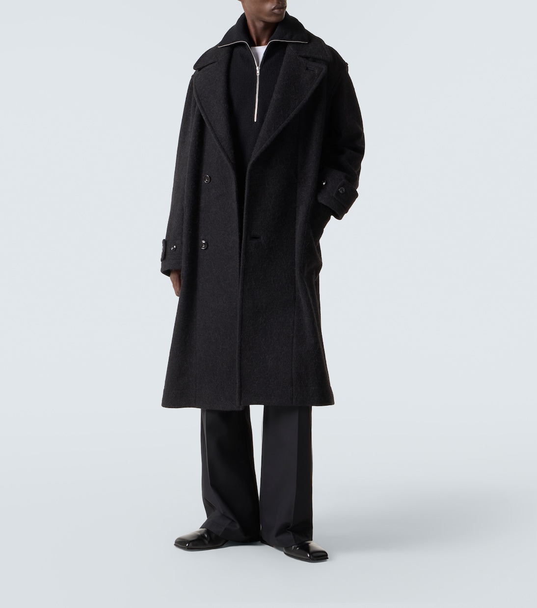 Lemaire Belted alpaca and wool overcoat - Detail 2