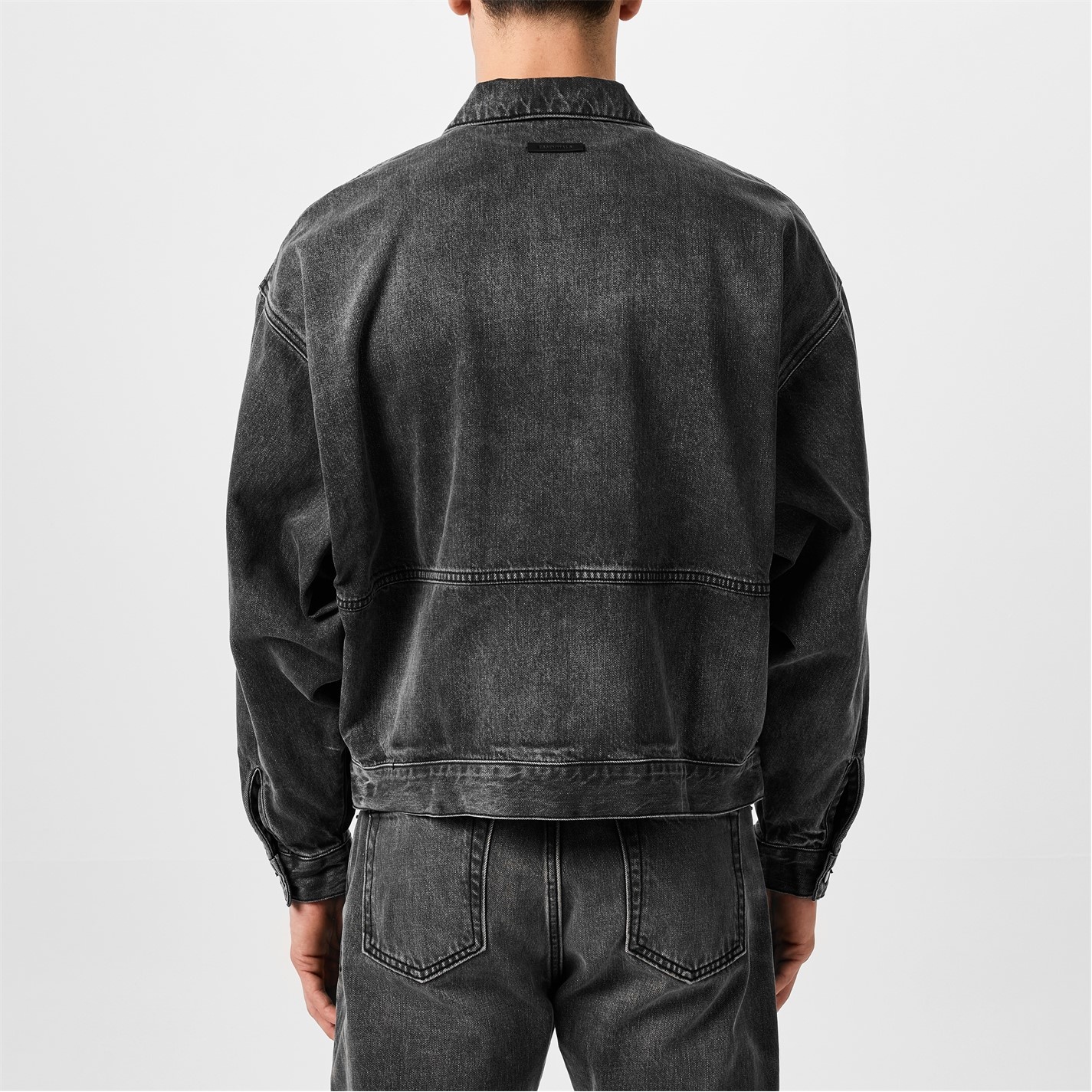 Fear of God Essentials Men's Trucker Cotton Faded Wash Denim Jacket - Detail 4