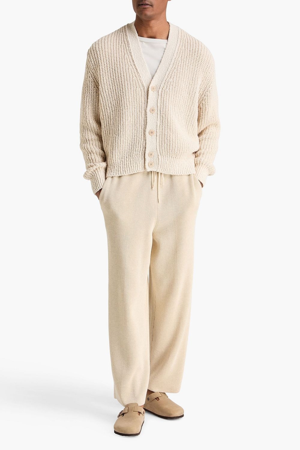 Lemaire Ribbed cotton cardigan - off-white - Detail 2