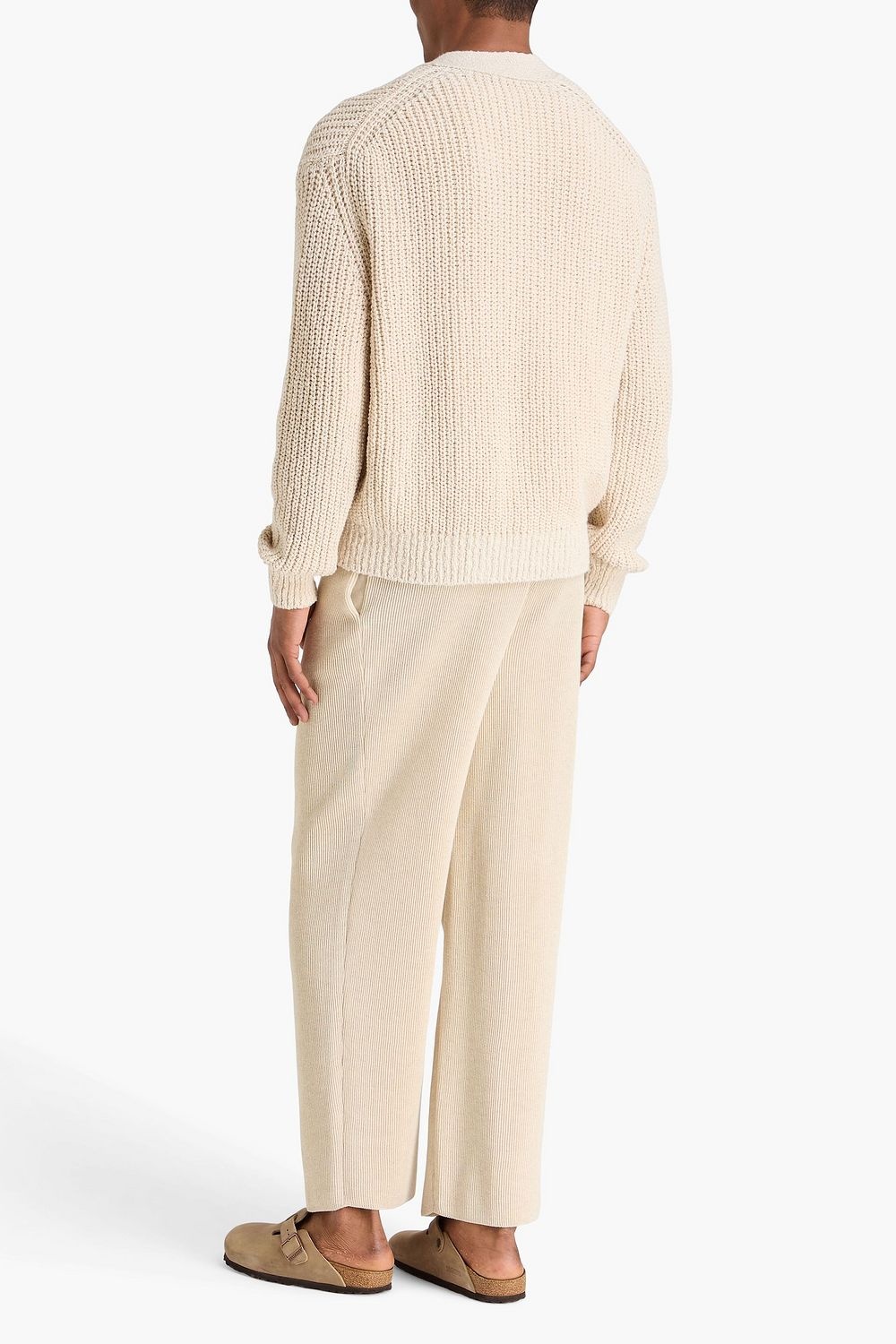 Lemaire Ribbed cotton cardigan - off-white - Detail 4