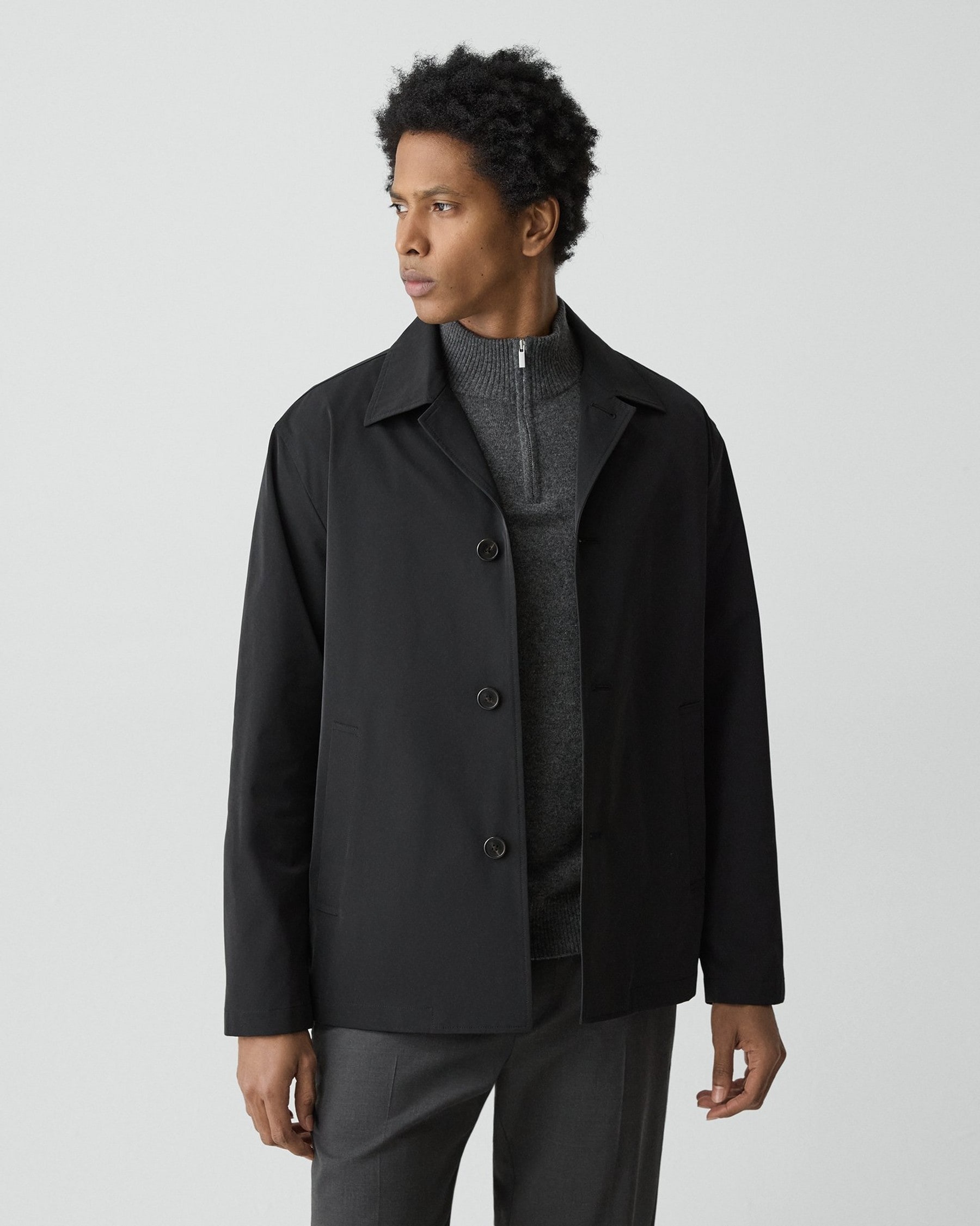 Theory Shirt Collar Jacket in Foundation Twill - Detail 2
