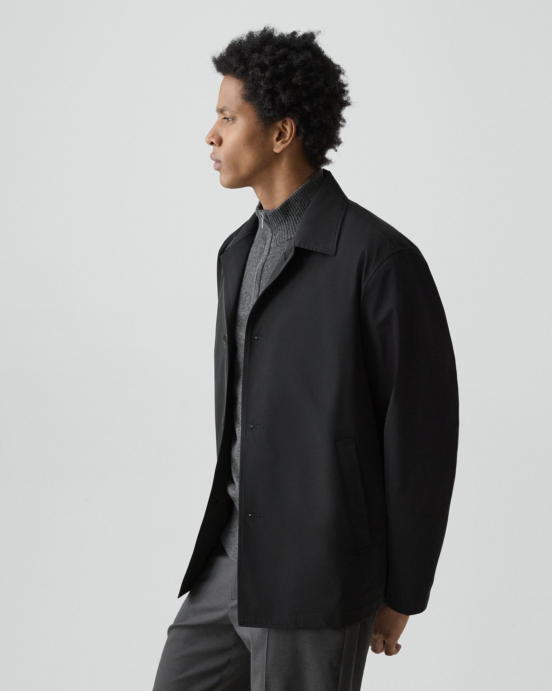 Theory Shirt Collar Jacket in Foundation Twill - Detail 3